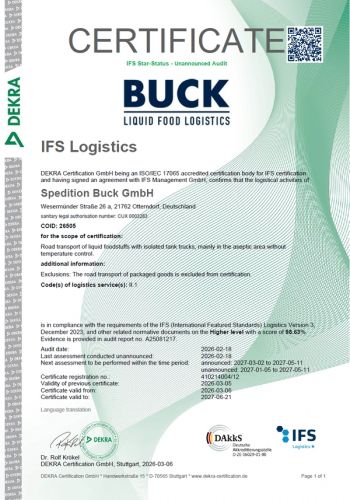 IFS Zertifikat Buck / Dekra