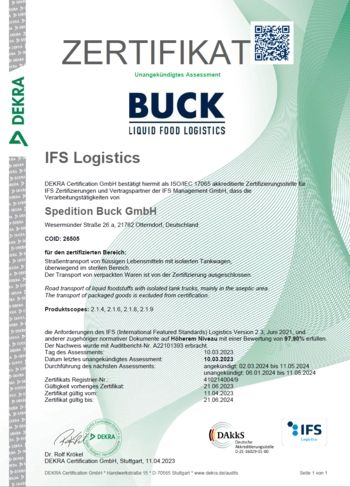 IFS Zertifikat Buck / Dekra